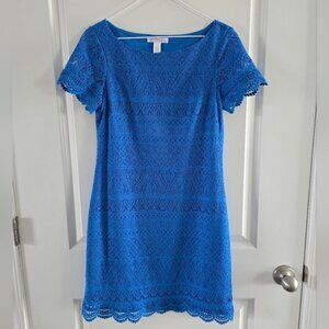 London Times Preppy Elegant Blue Lace Dress